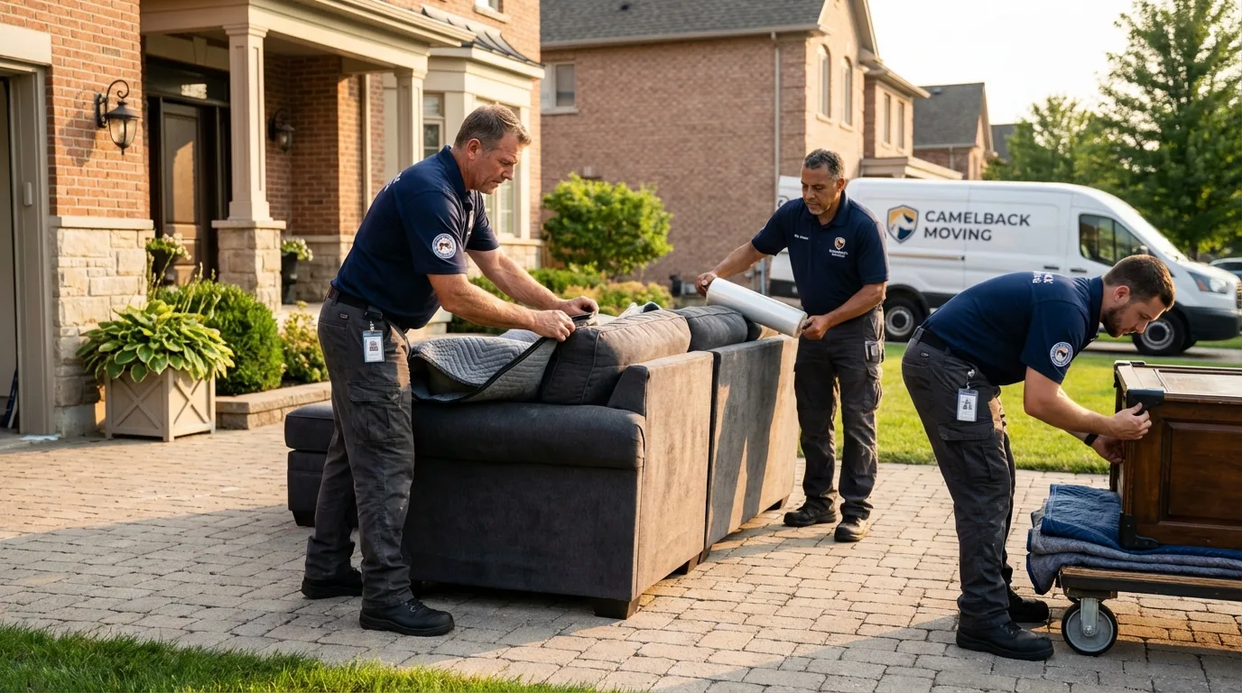 Large estate moving crew wrapping furniture in Ashland, AL
