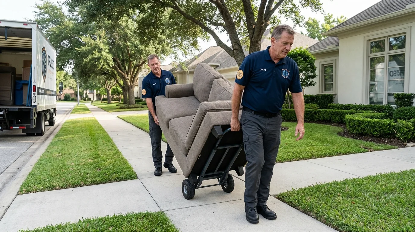 Local residential moving crew loading furniture in Ashland, AL